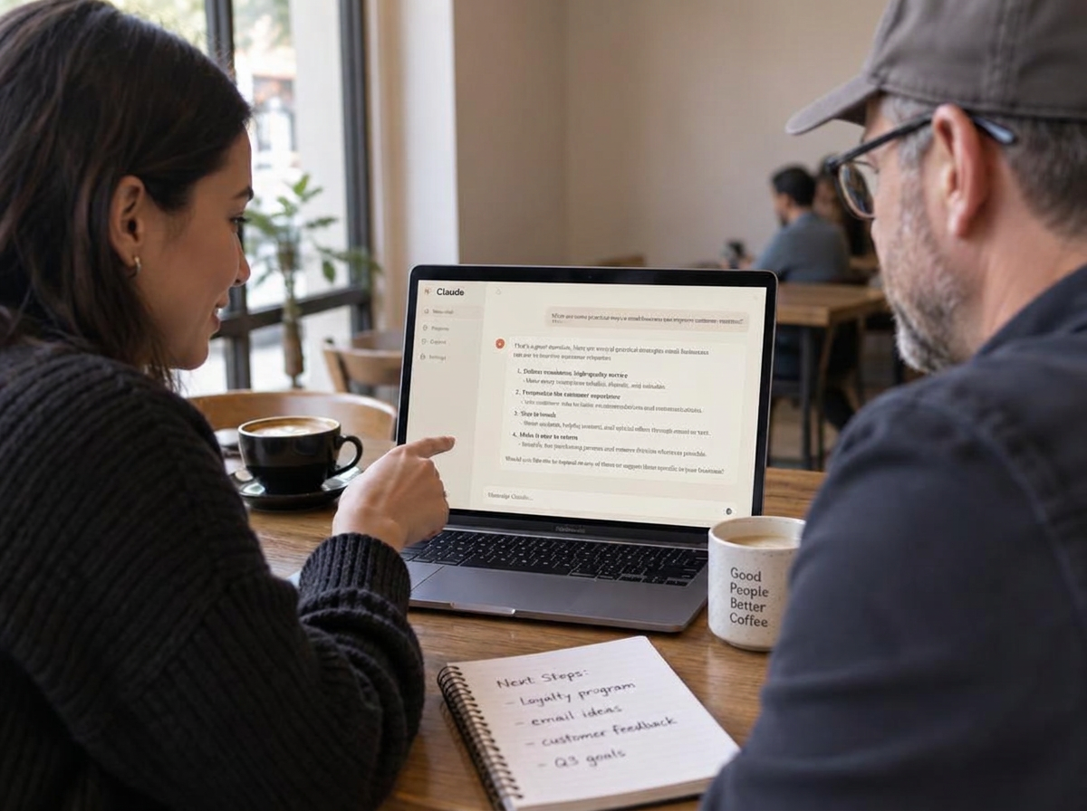 Sesión práctica en una empresa enseñando a usar herramientas de IA